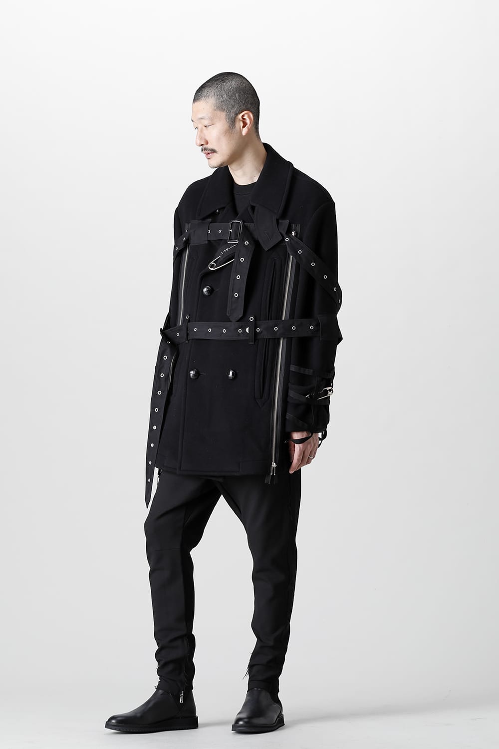 Music Staff Strapped Blanket Pea Coat