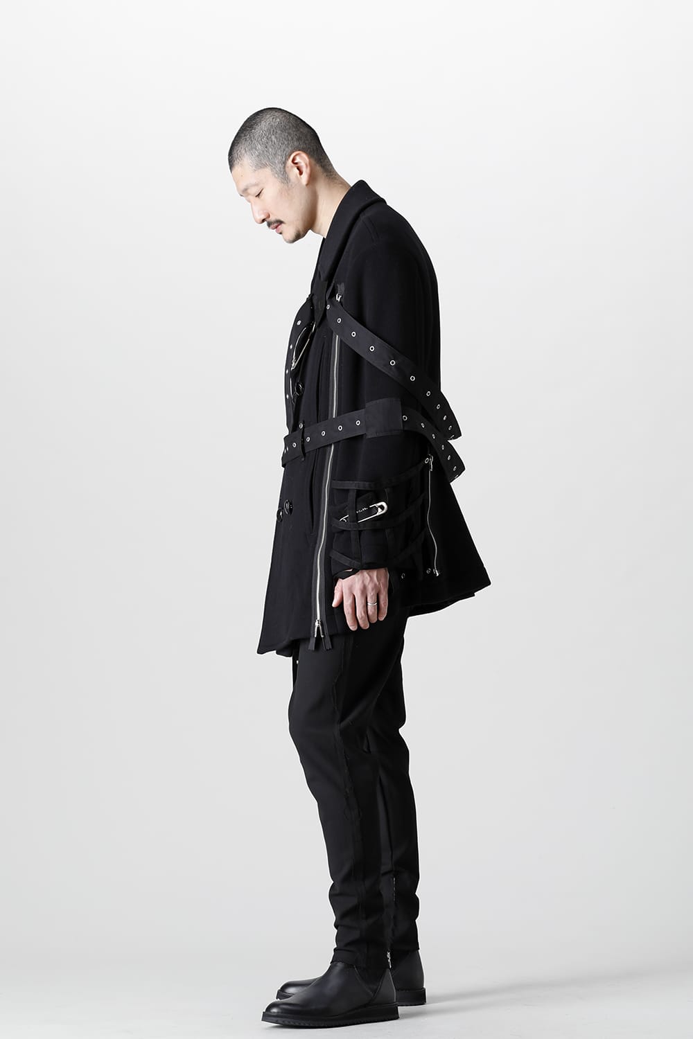 Music Staff Strapped Blanket Pea Coat