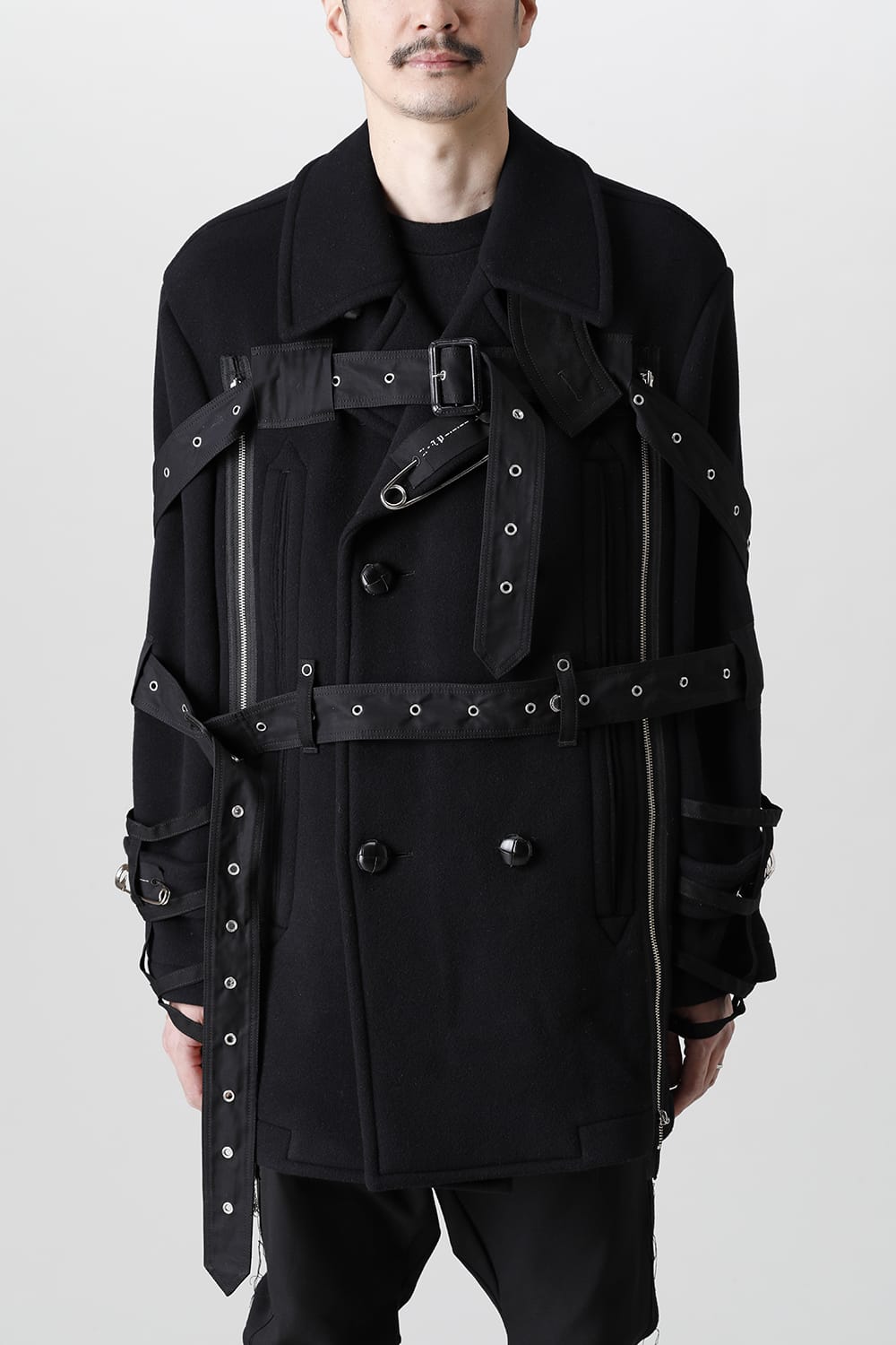 Music Staff Strapped Blanket Pea Coat