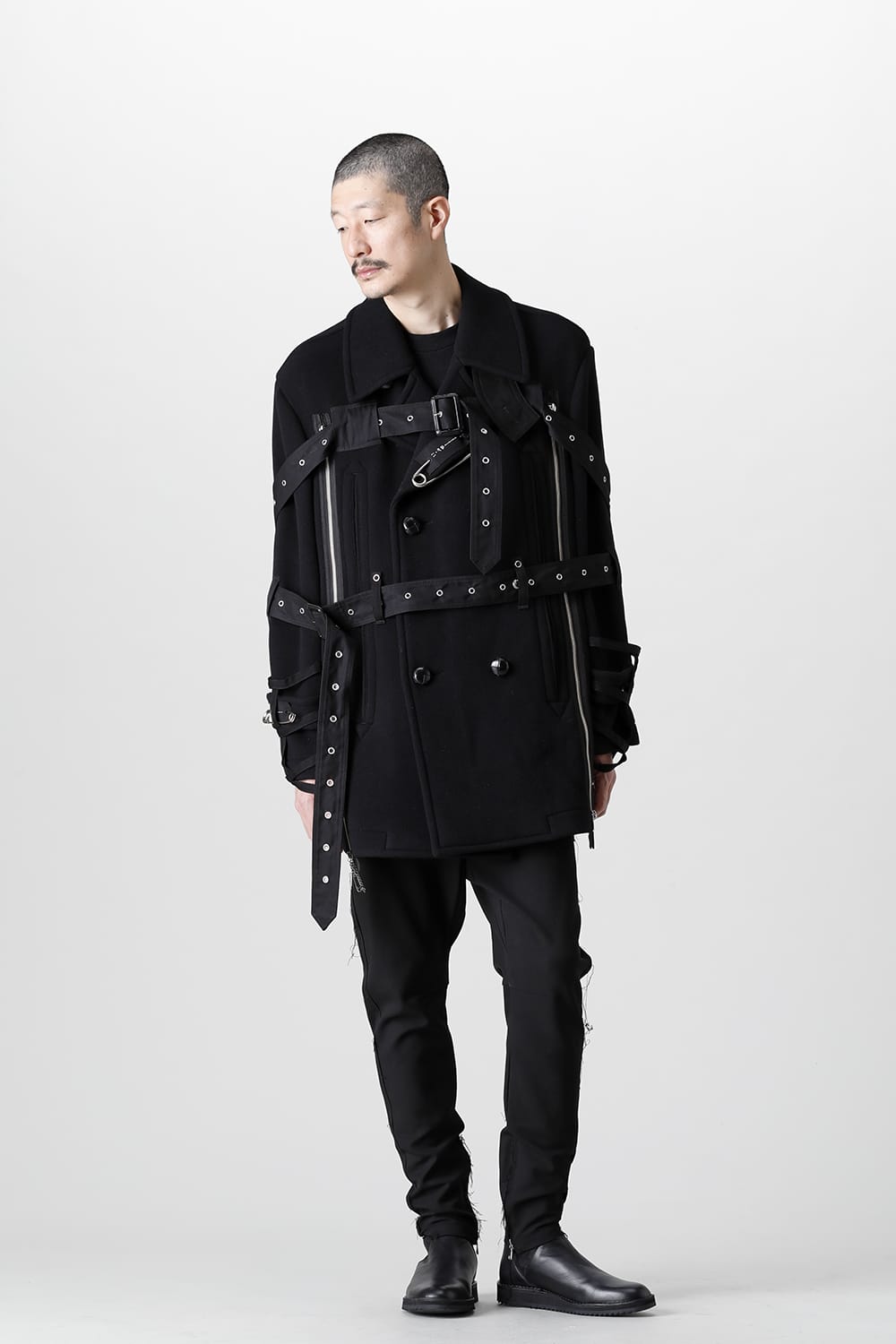 Music Staff Strapped Blanket Pea Coat