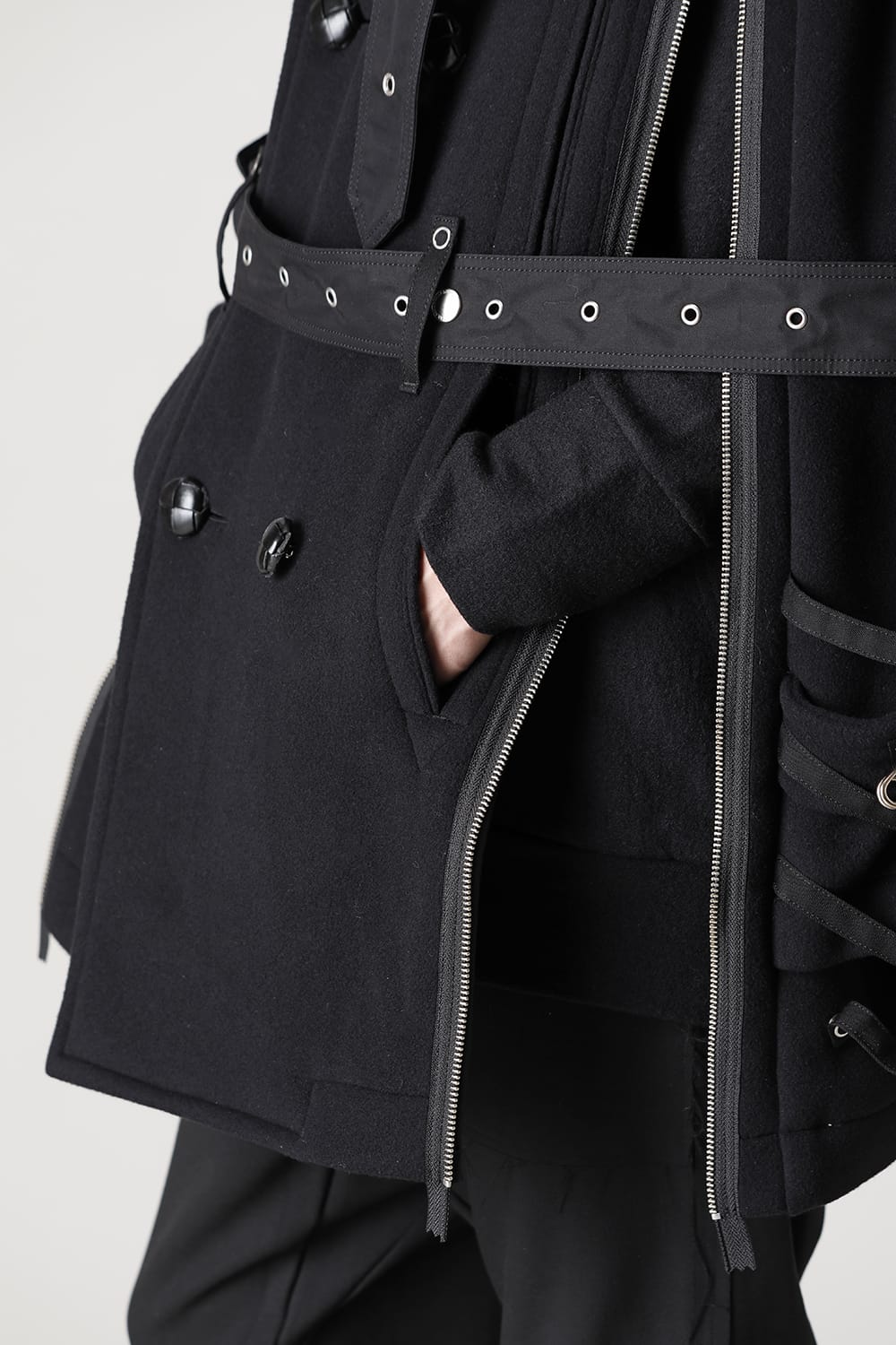 Music Staff Strapped Blanket Pea Coat