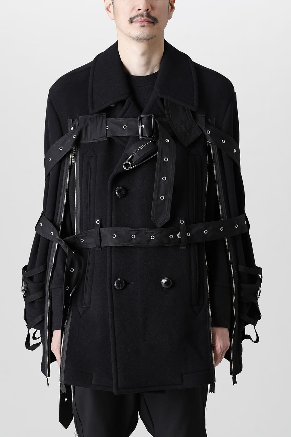 Music Staff Strapped Blanket Pea Coat