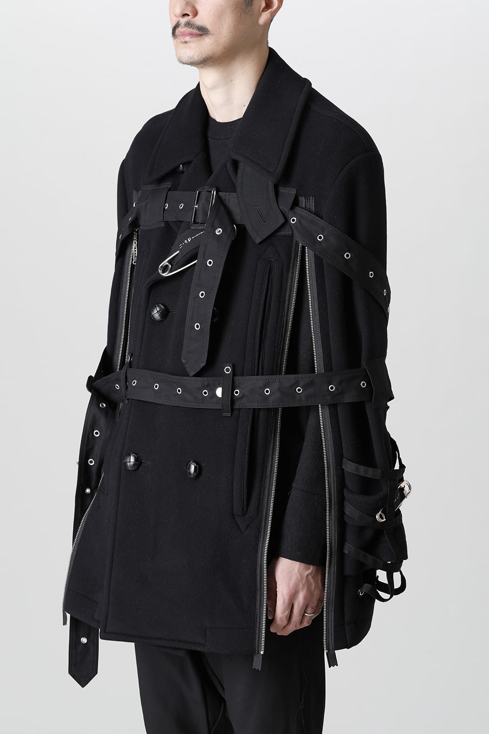 Music Staff Strapped Blanket Pea Coat