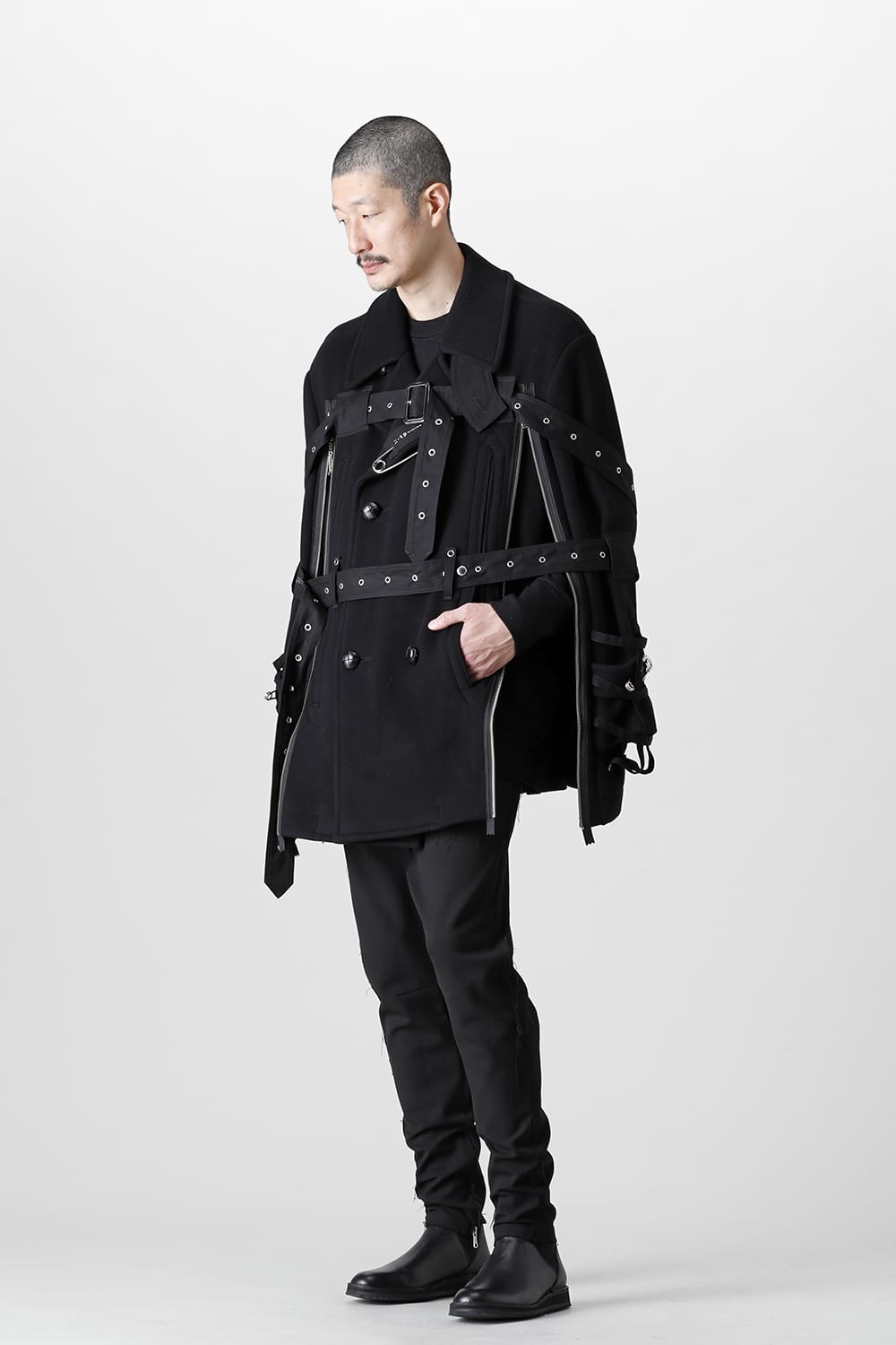 Music Staff Strapped Blanket Pea Coat