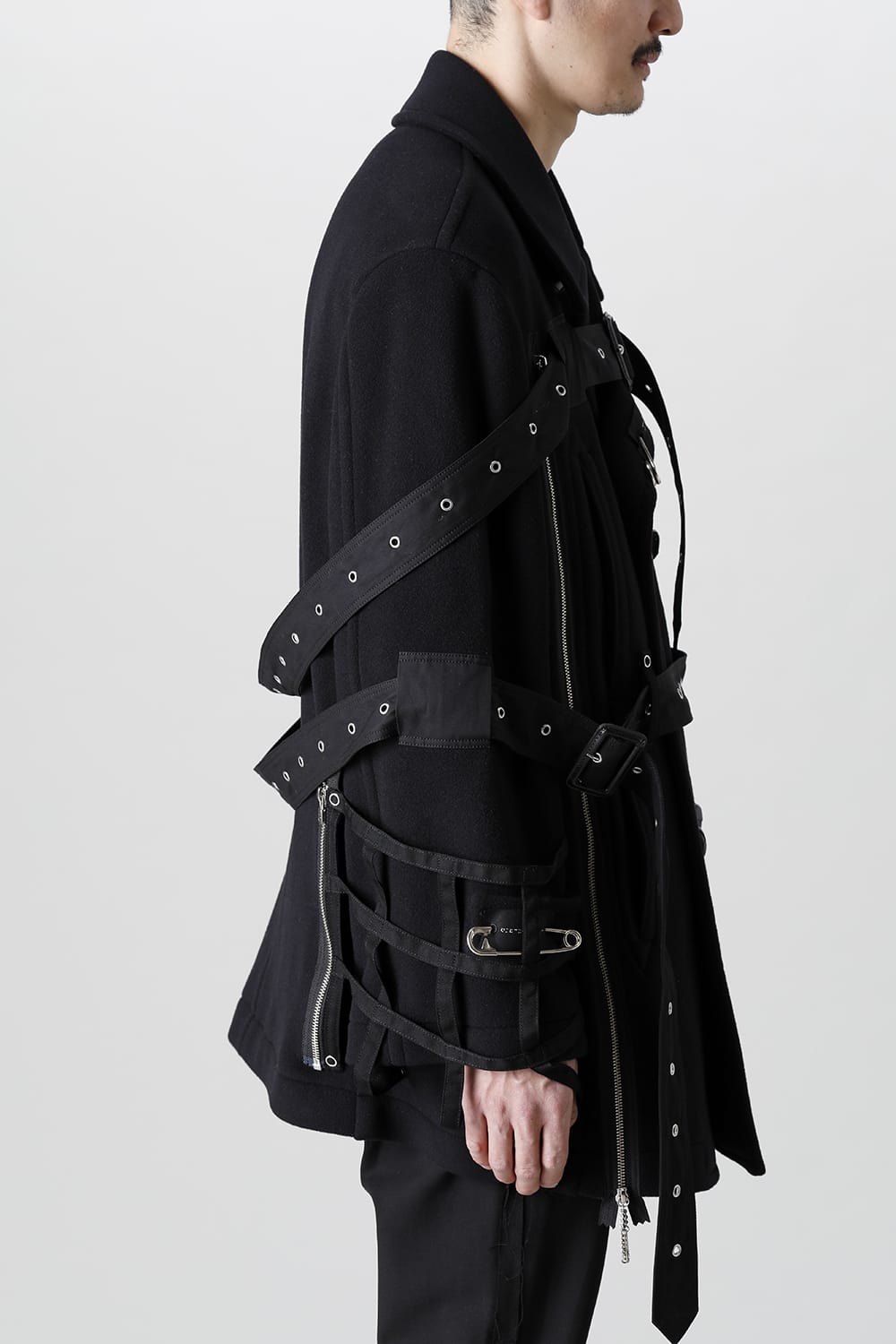 Music Staff Strapped Blanket Pea Coat