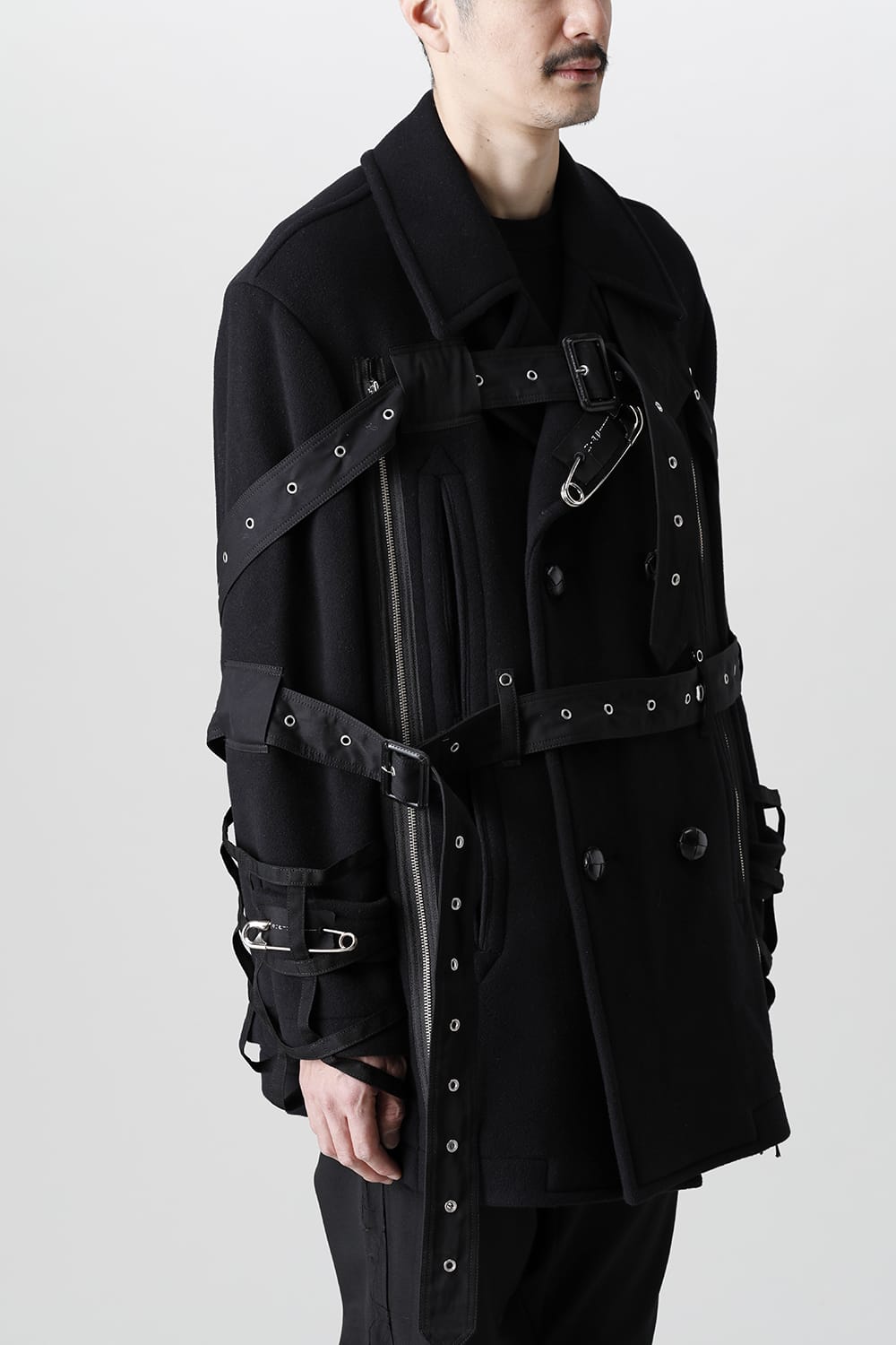 Music Staff Strapped Blanket Pea Coat