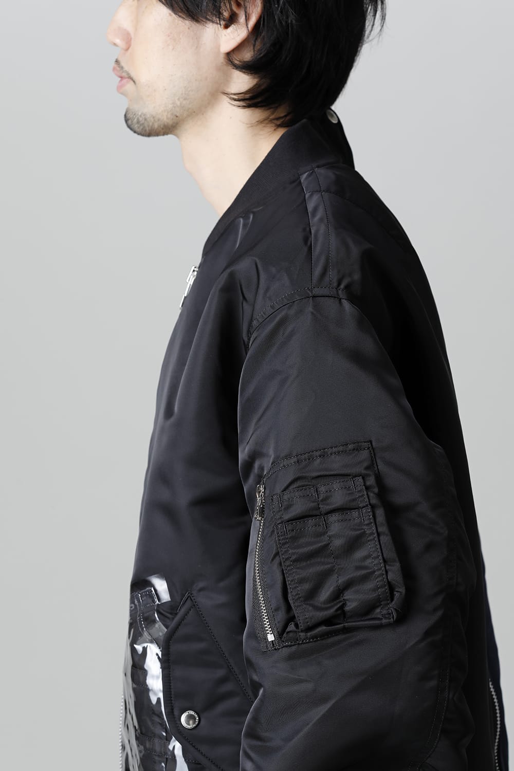 Oversized Two-tone Flight jacket. Black × Navy