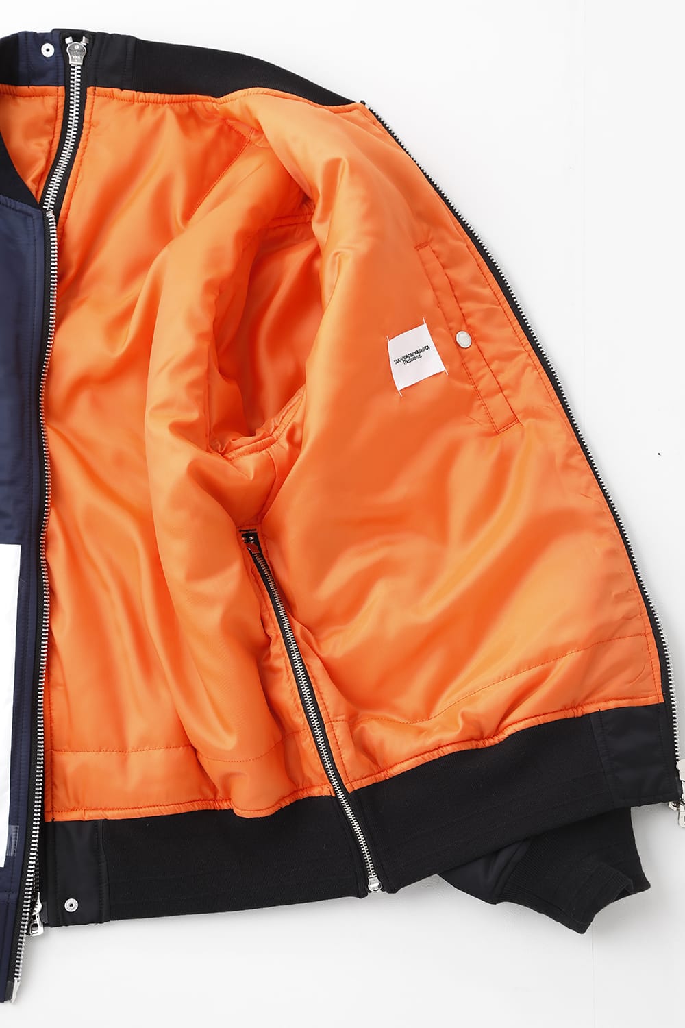 Oversized Two-tone Flight jacket. Black × Navy