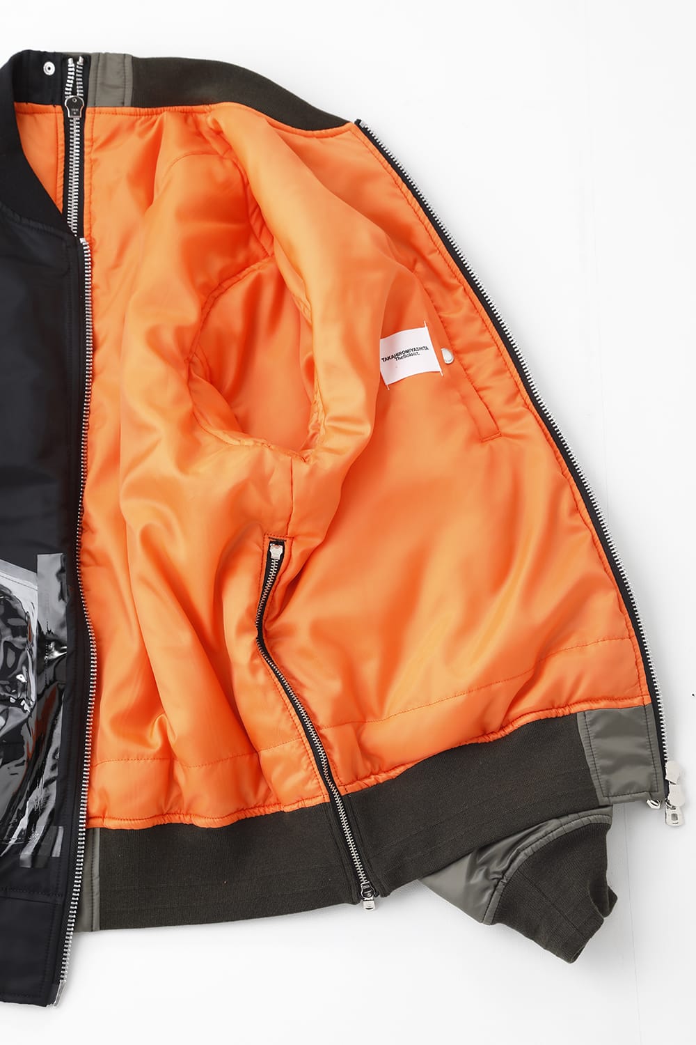 Oversized Two-tone Flight jacket. Olive x Black