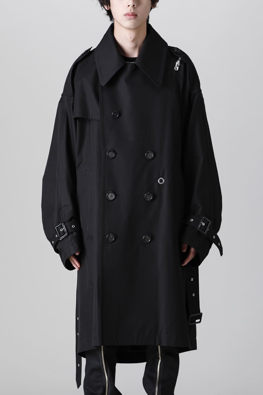 double zip balloon shaped trench coat