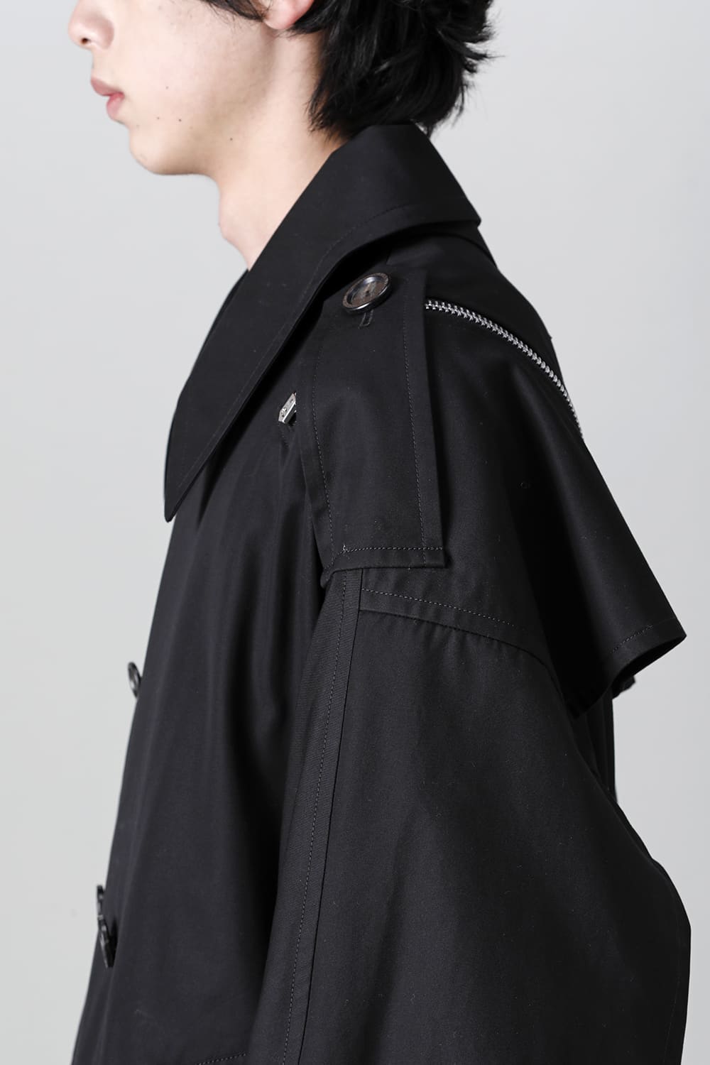 double zip balloon shaped trench coat