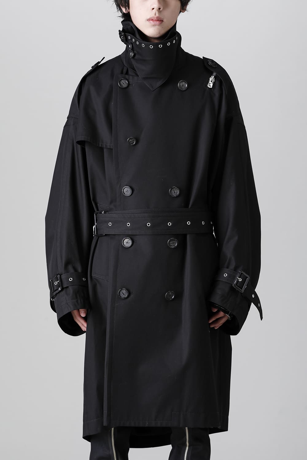 double zip balloon shaped trench coat