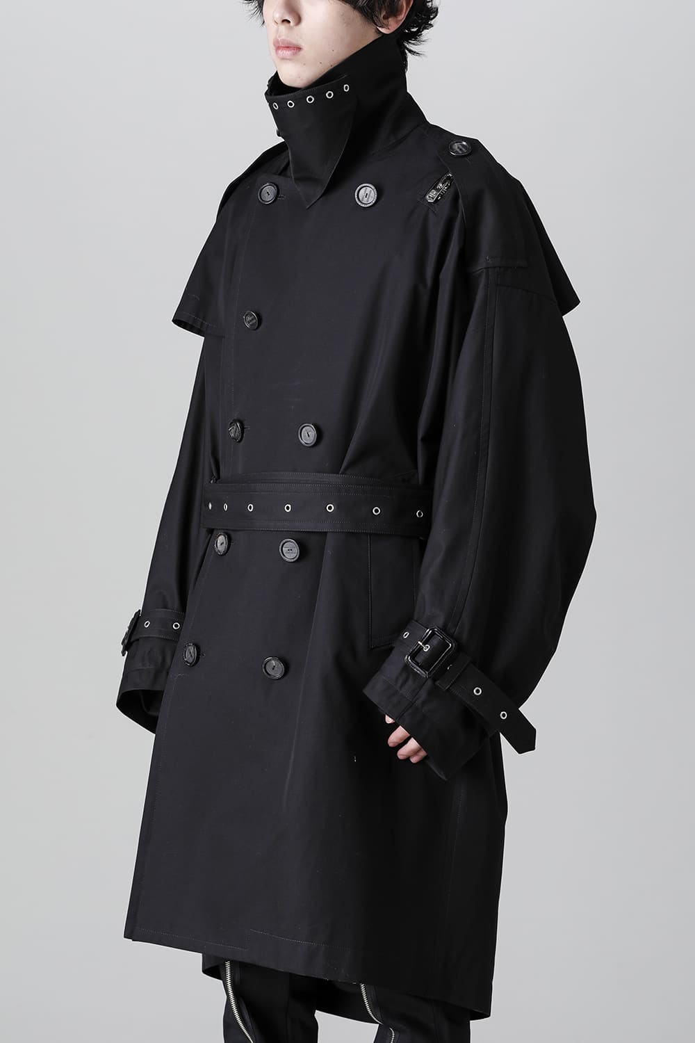 double zip balloon shaped trench coat