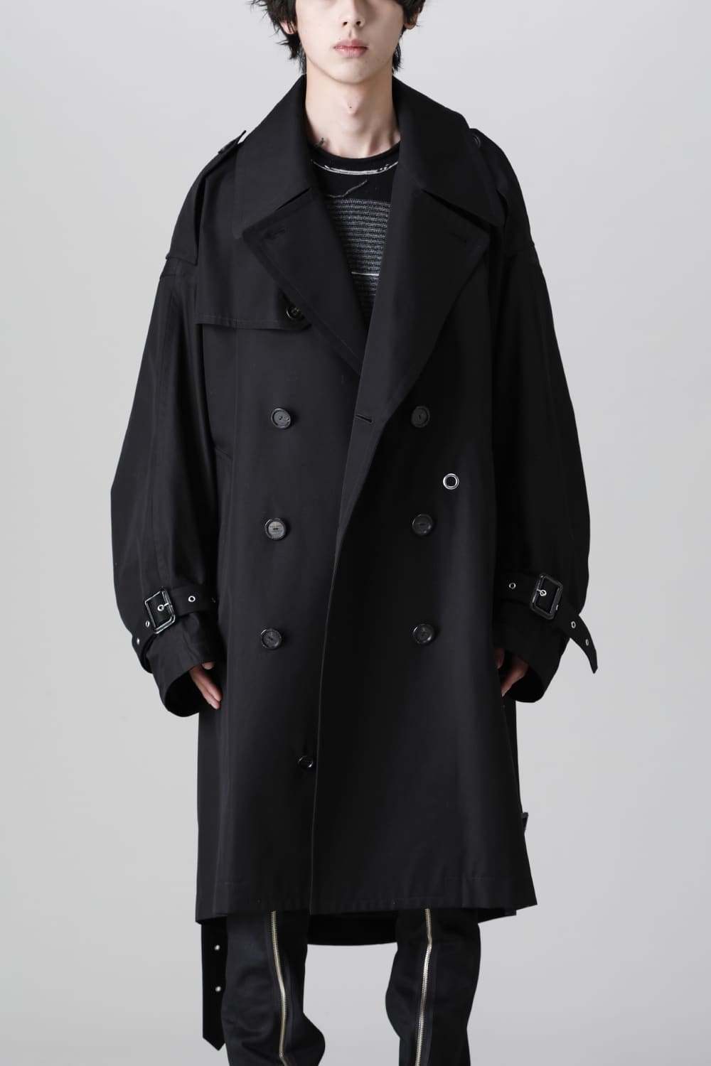 double zip balloon shaped trench coat