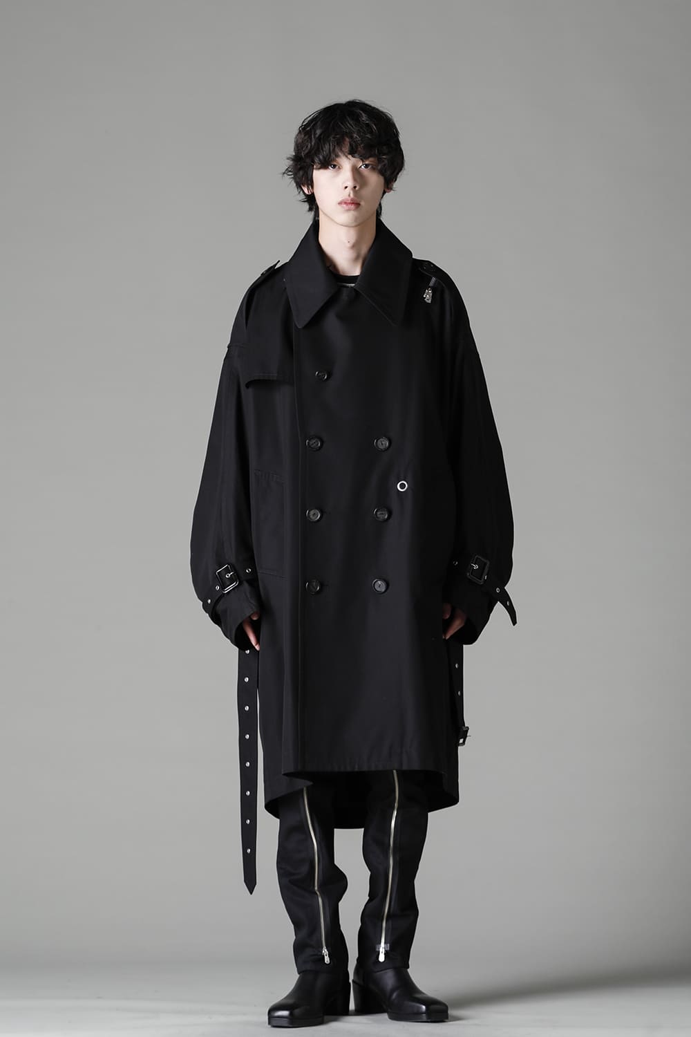 double zip balloon shaped trench coat