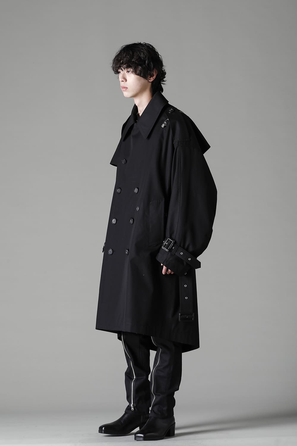 double zip balloon shaped trench coat