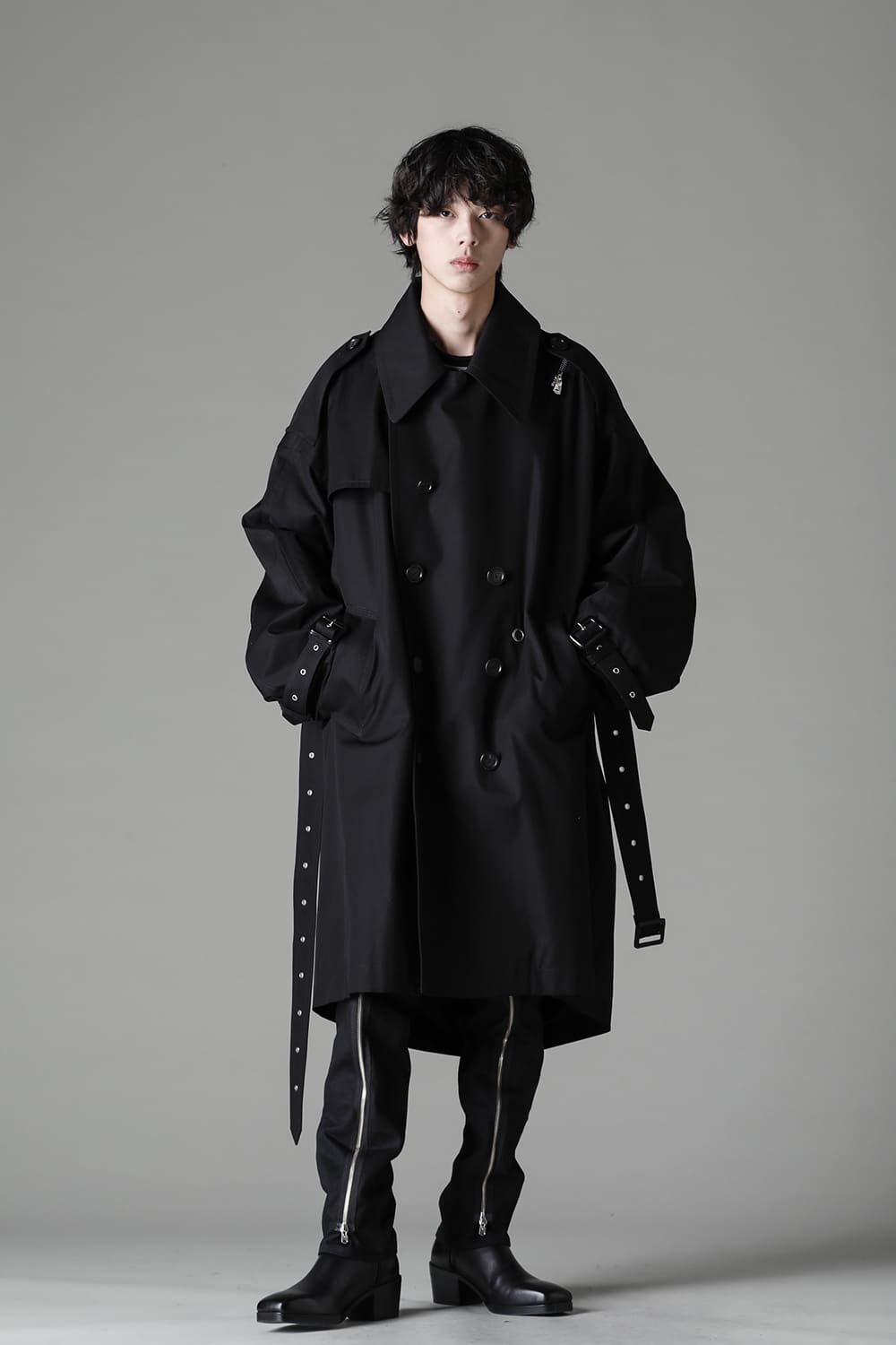 double zip balloon shaped trench coat