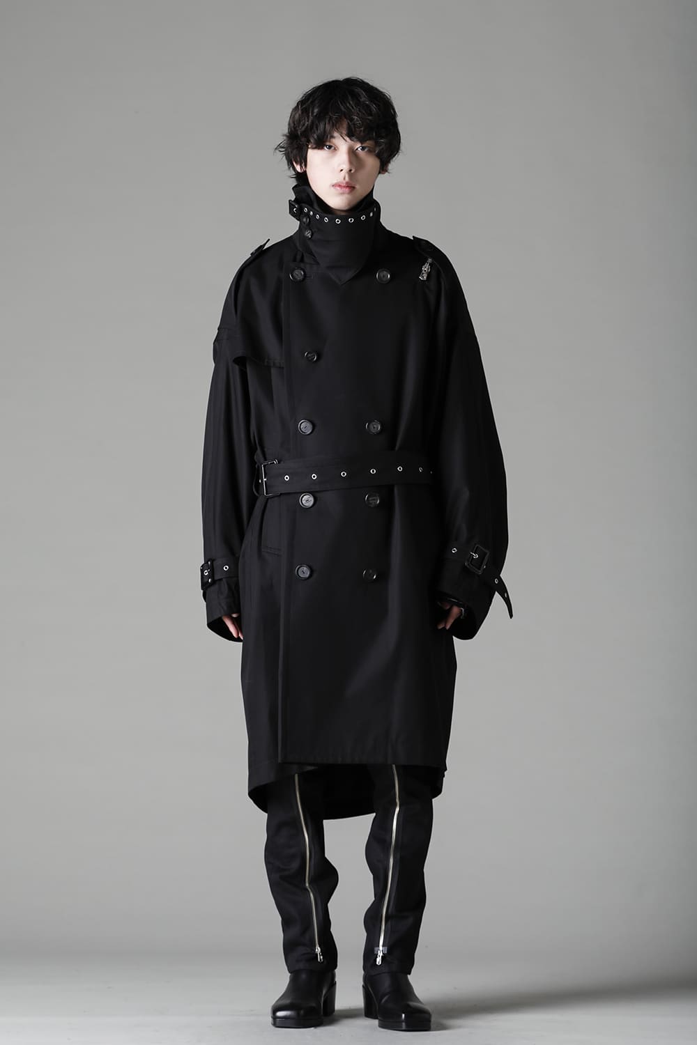 double zip balloon shaped trench coat