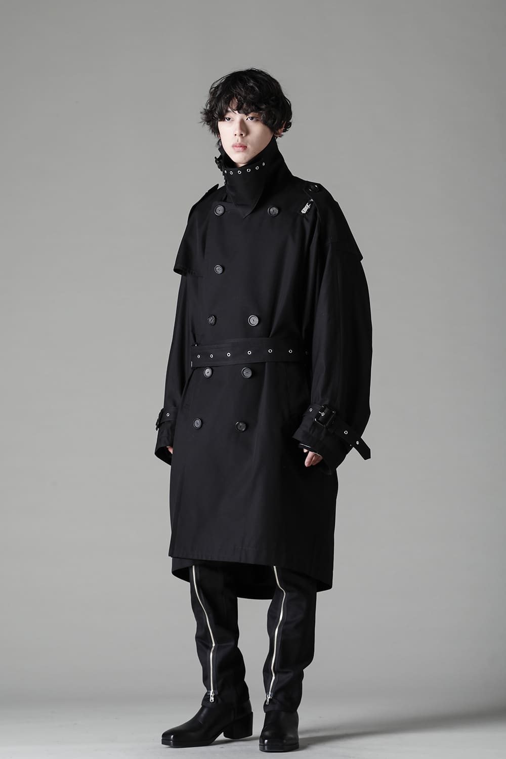 double zip balloon shaped trench coat