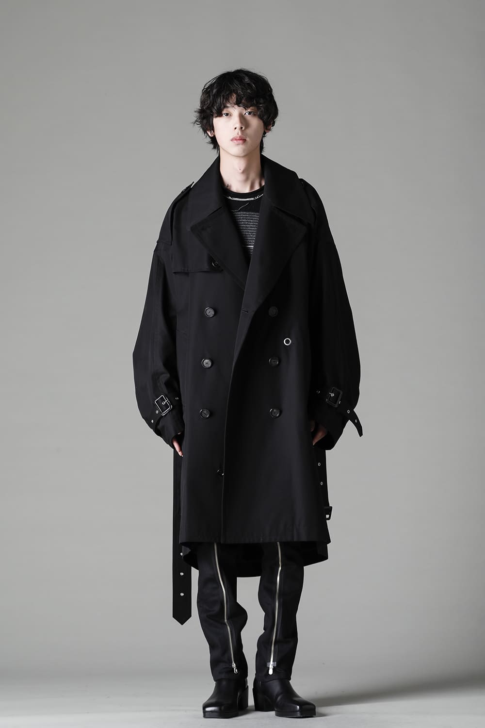 double zip balloon shaped trench coat