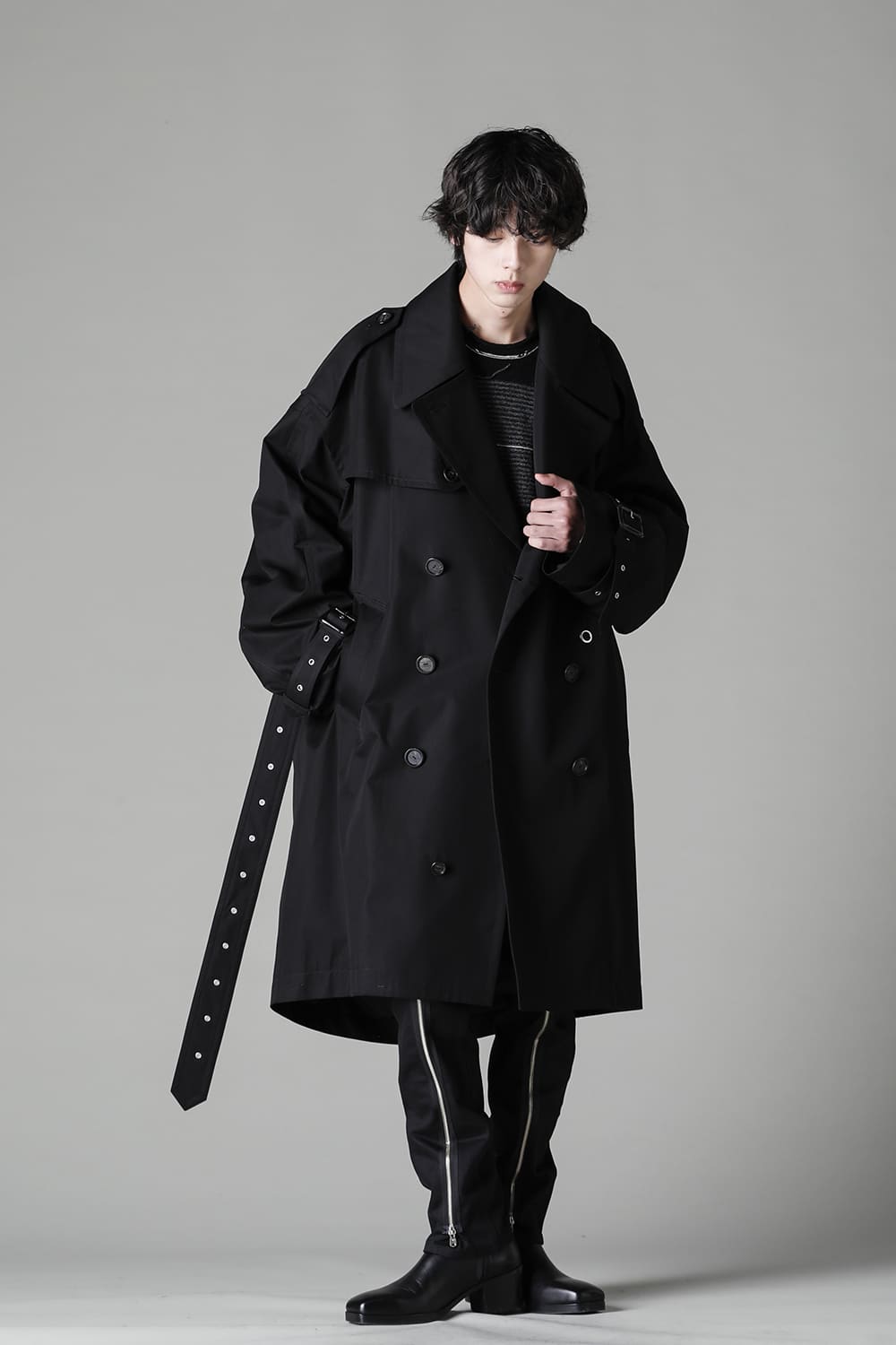 double zip balloon shaped trench coat
