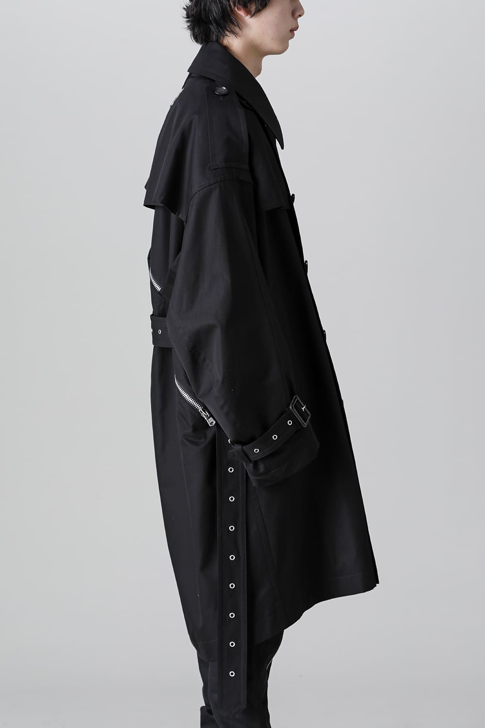 double zip balloon shaped trench coat