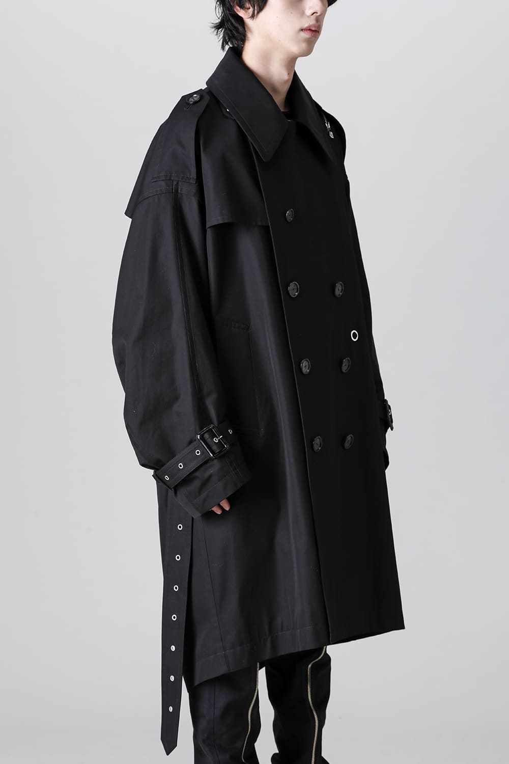 double zip balloon shaped trench coat