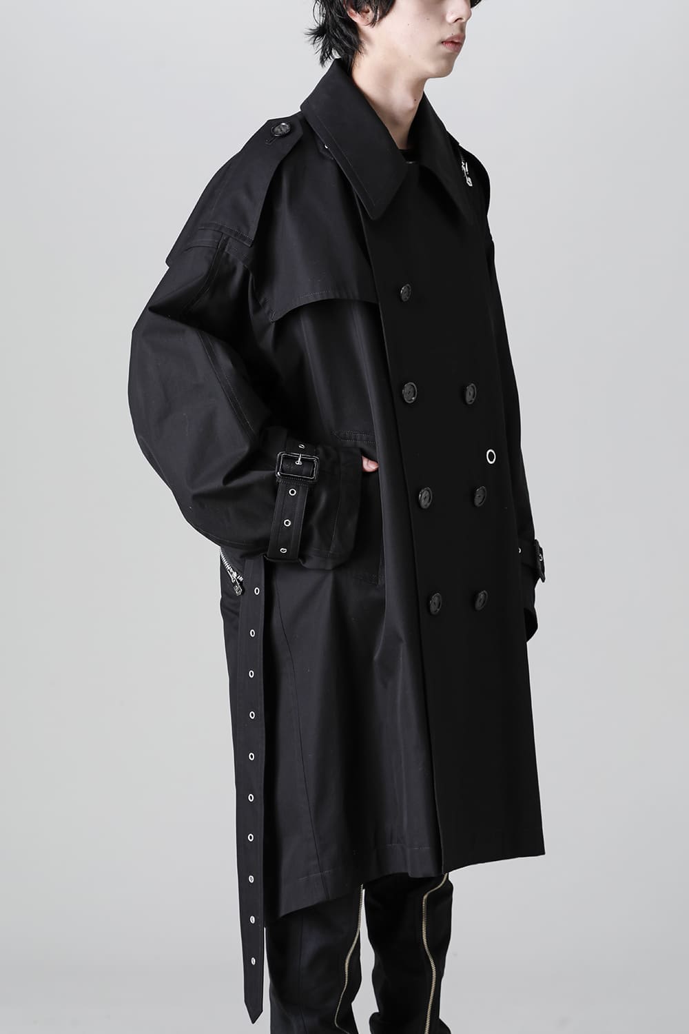 double zip balloon shaped trench coat
