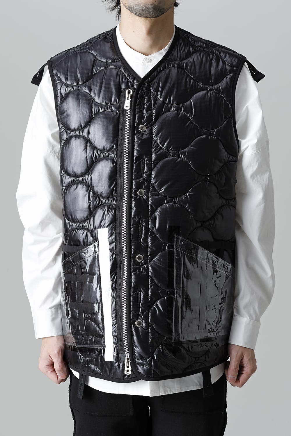 Oversized Quilting Liner Vest. Black