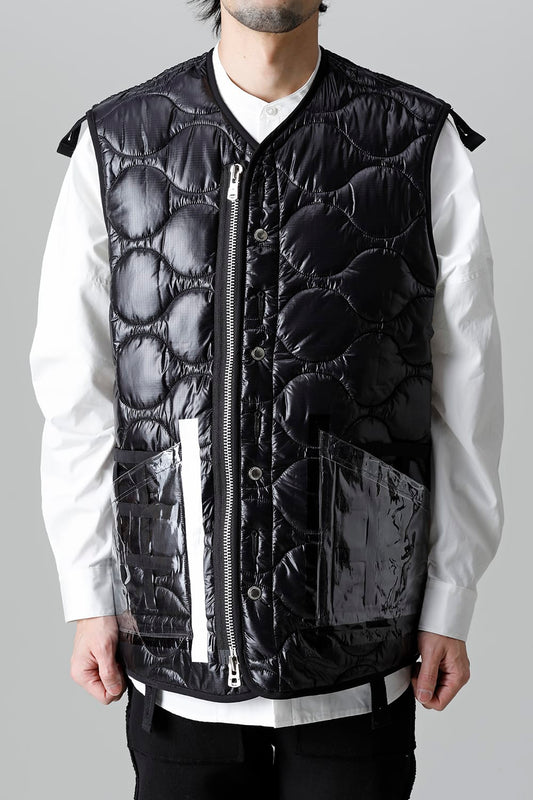 Oversized Quilting Liner Vest. Black