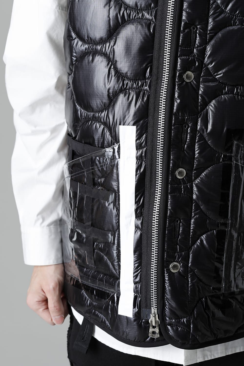 Oversized Quilting Liner Vest. Black