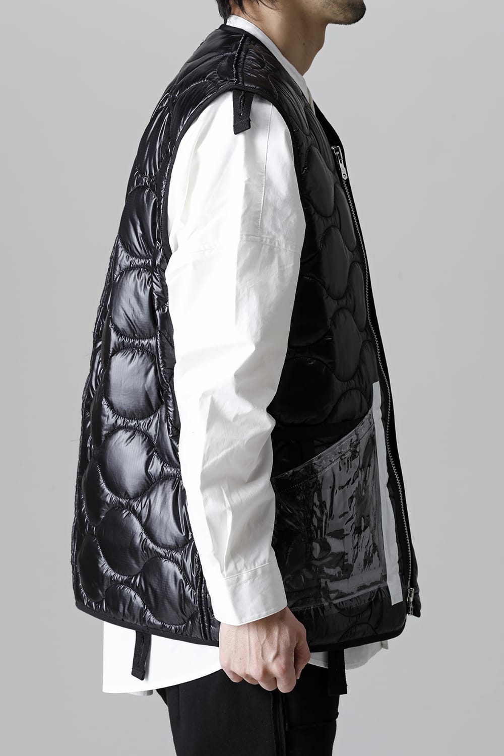 Oversized Quilting Liner Vest. Black