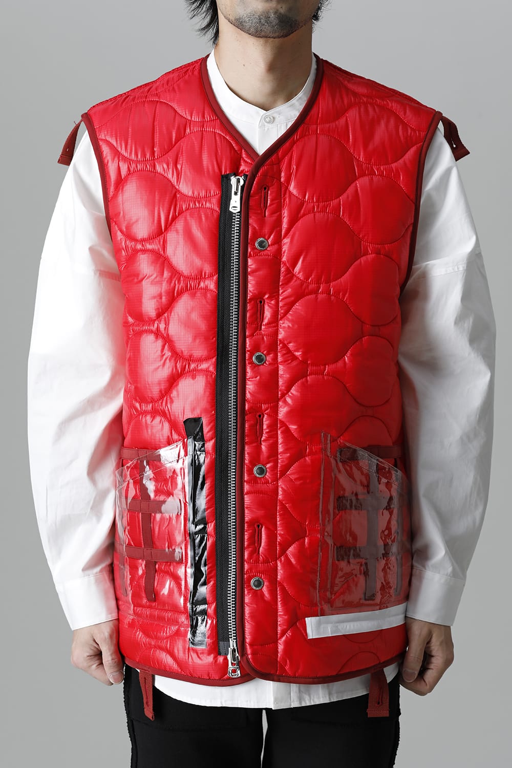 Oversized Quilting Liner Vest. Red