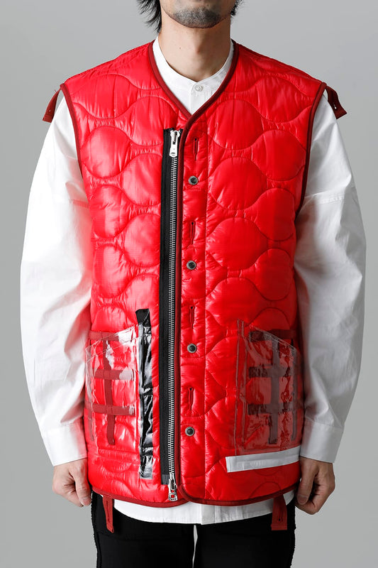 Oversized Quilting Liner Vest. Red