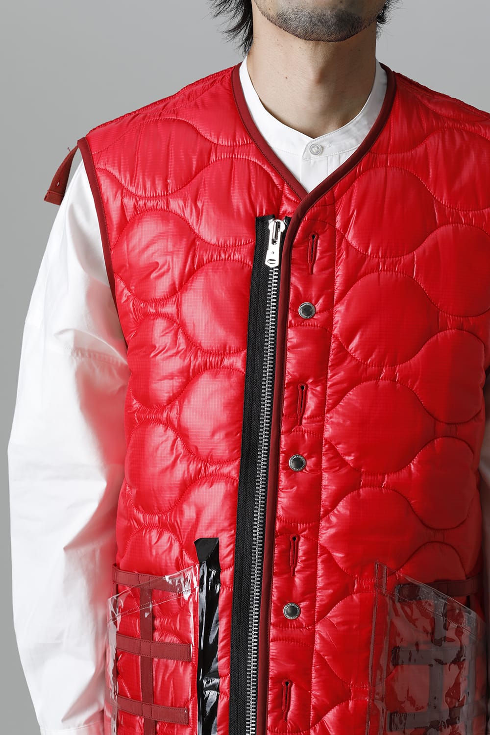 Oversized Quilting Liner Vest. Red