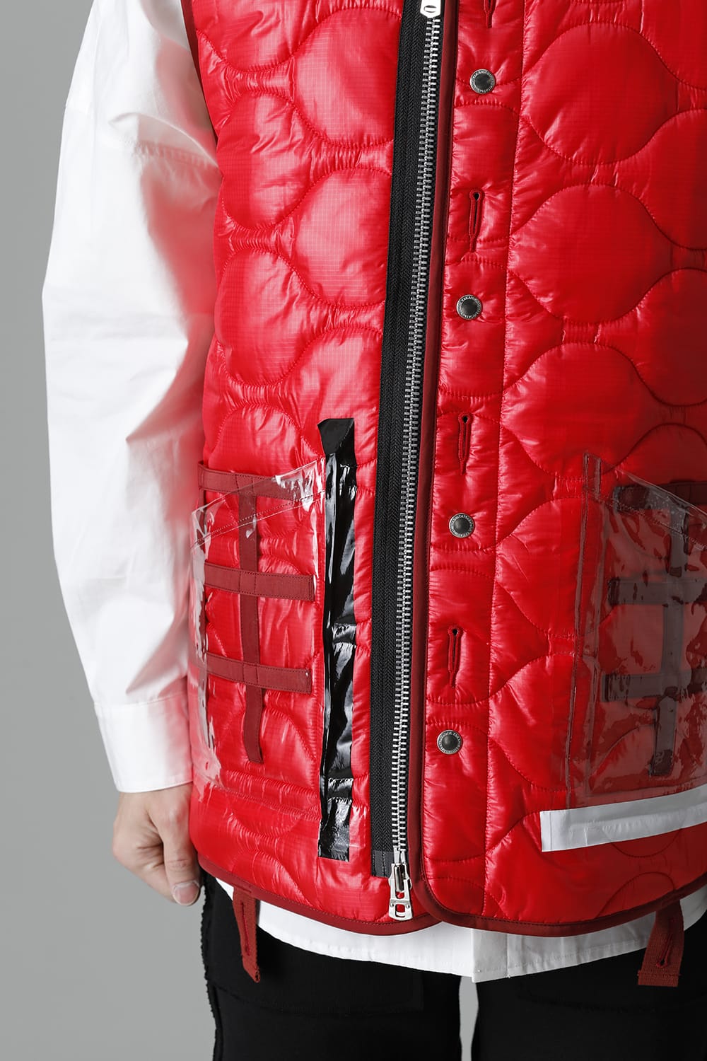 Oversized Quilting Liner Vest. Red