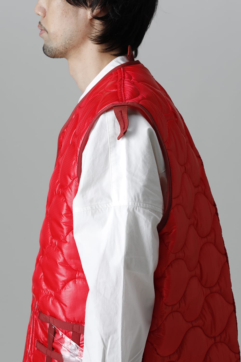 Oversized Quilting Liner Vest. Red