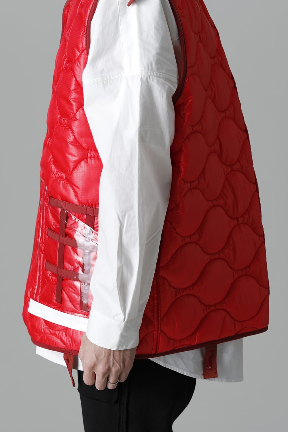 Oversized Quilting Liner Vest. Red