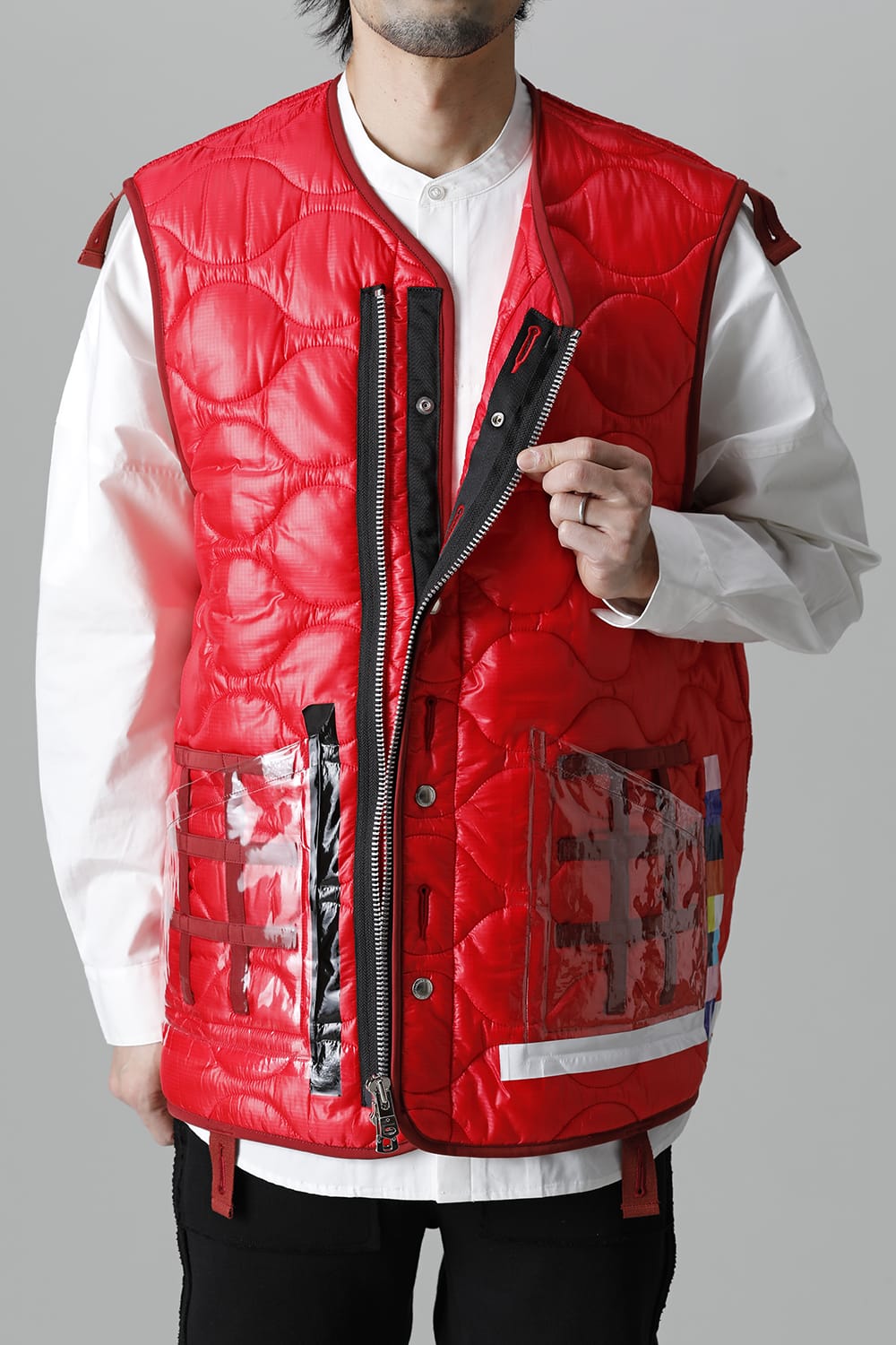 Oversized Quilting Liner Vest. Red