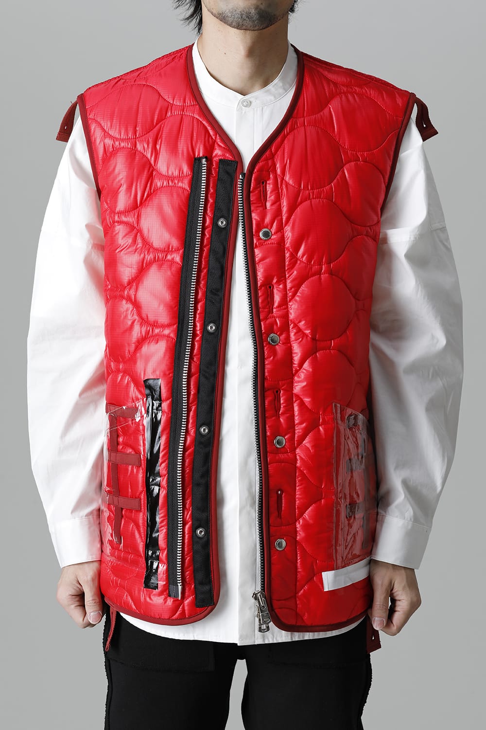 Oversized Quilting Liner Vest. Red