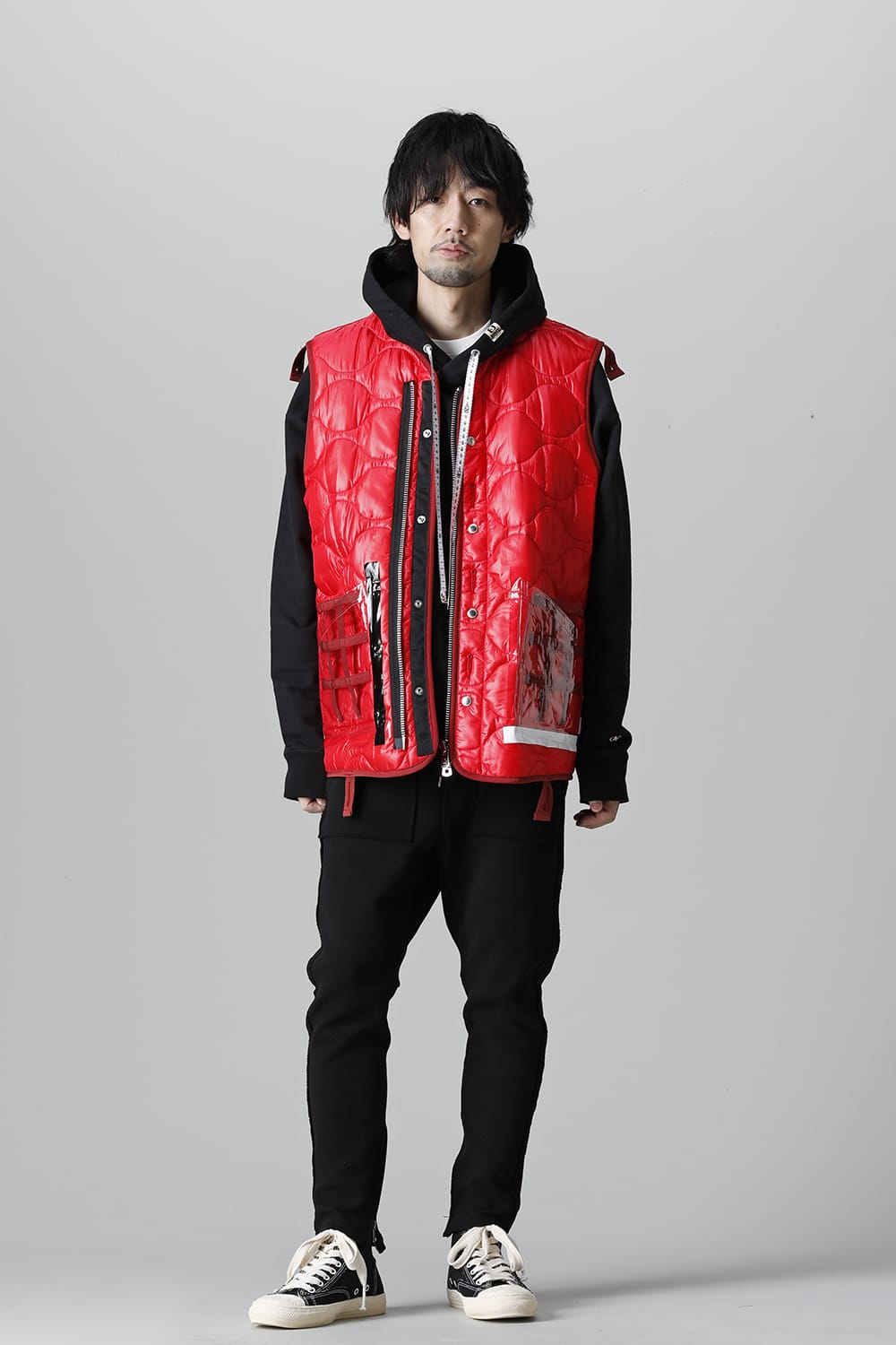 Oversized Quilting Liner Vest. Red