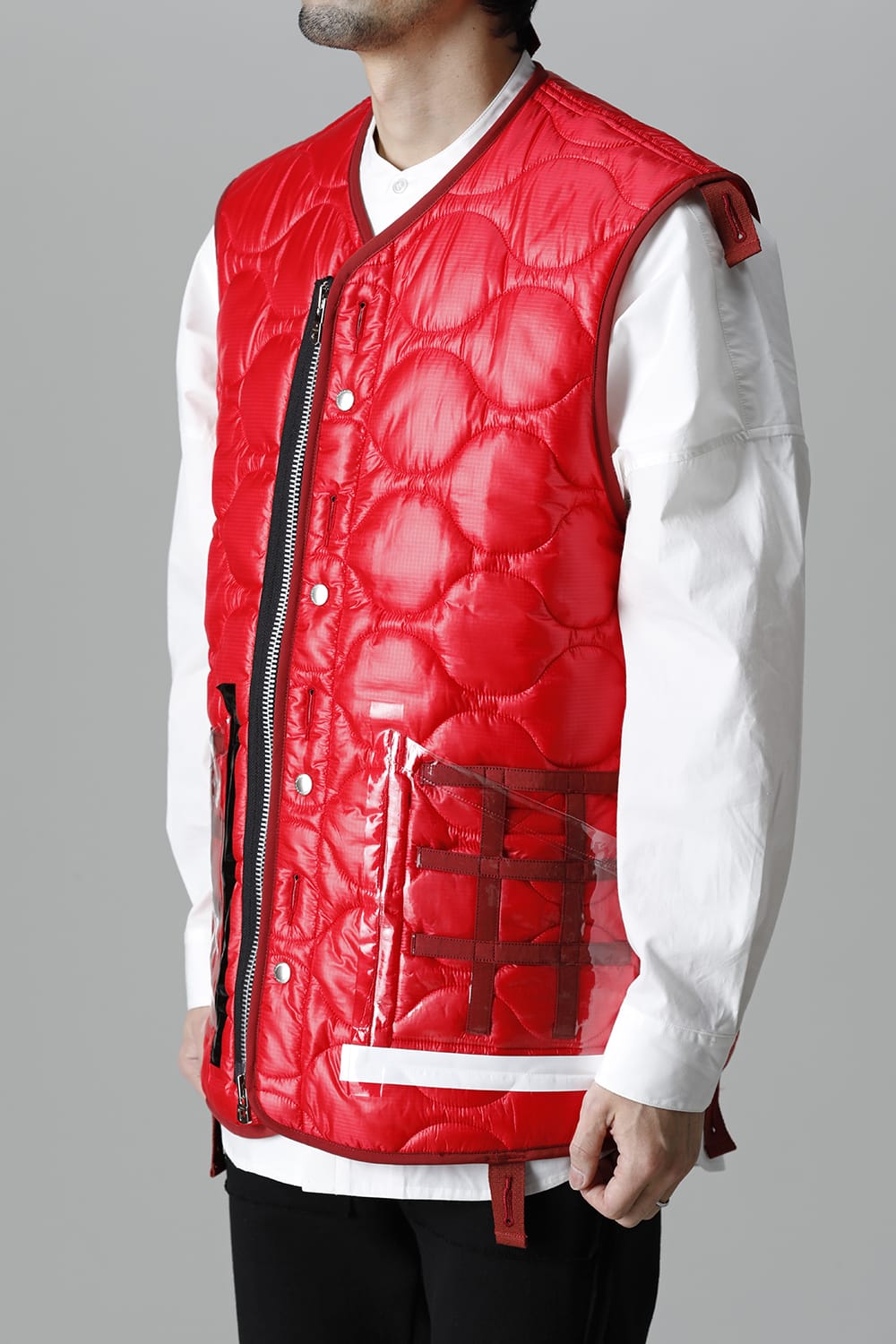 Oversized Quilting Liner Vest. Red