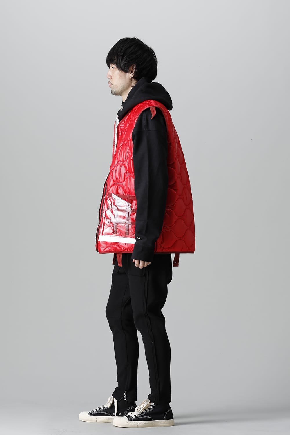 Oversized Quilting Liner Vest. Red