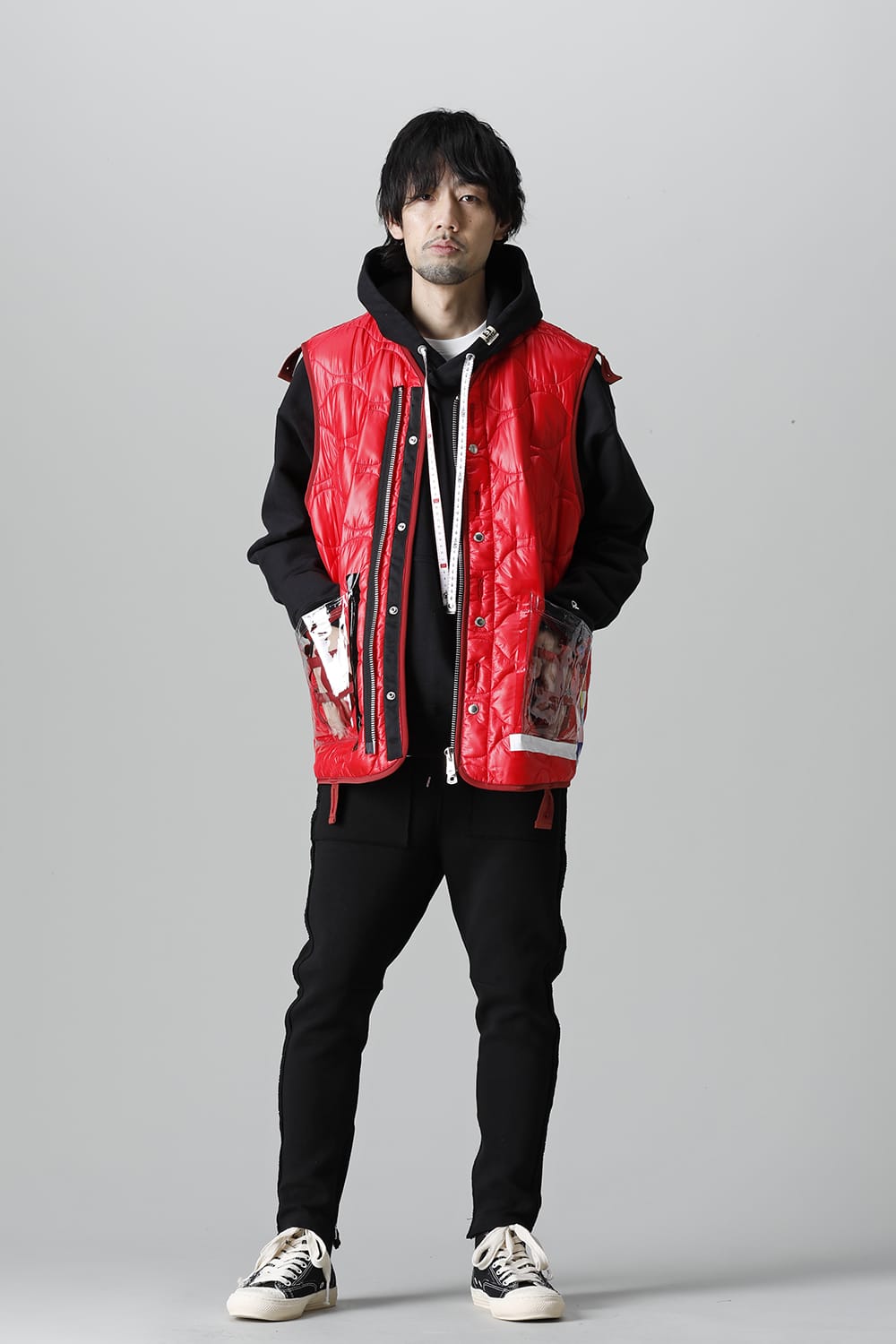 Oversized Quilting Liner Vest. Red