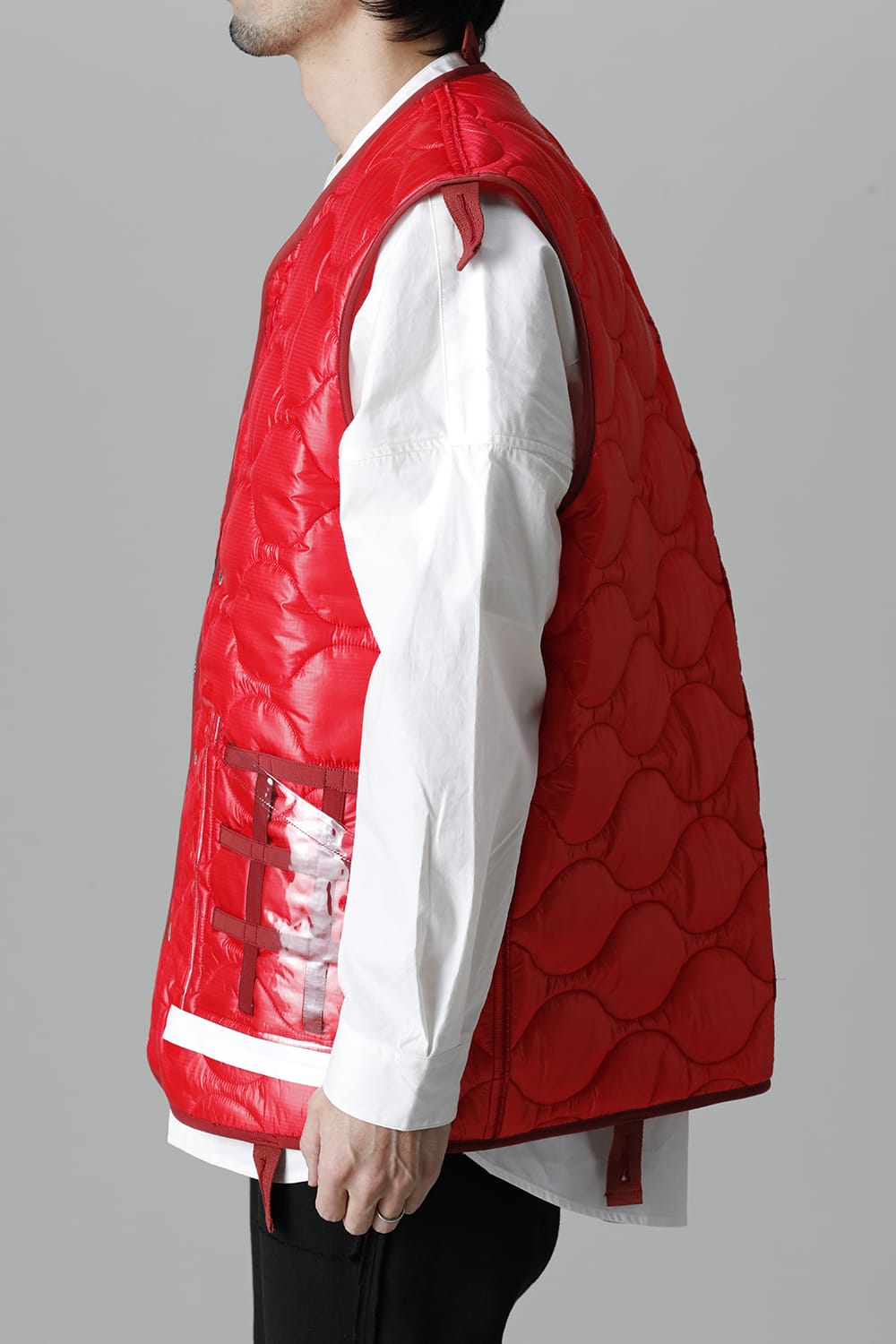 Oversized Quilting Liner Vest. Red