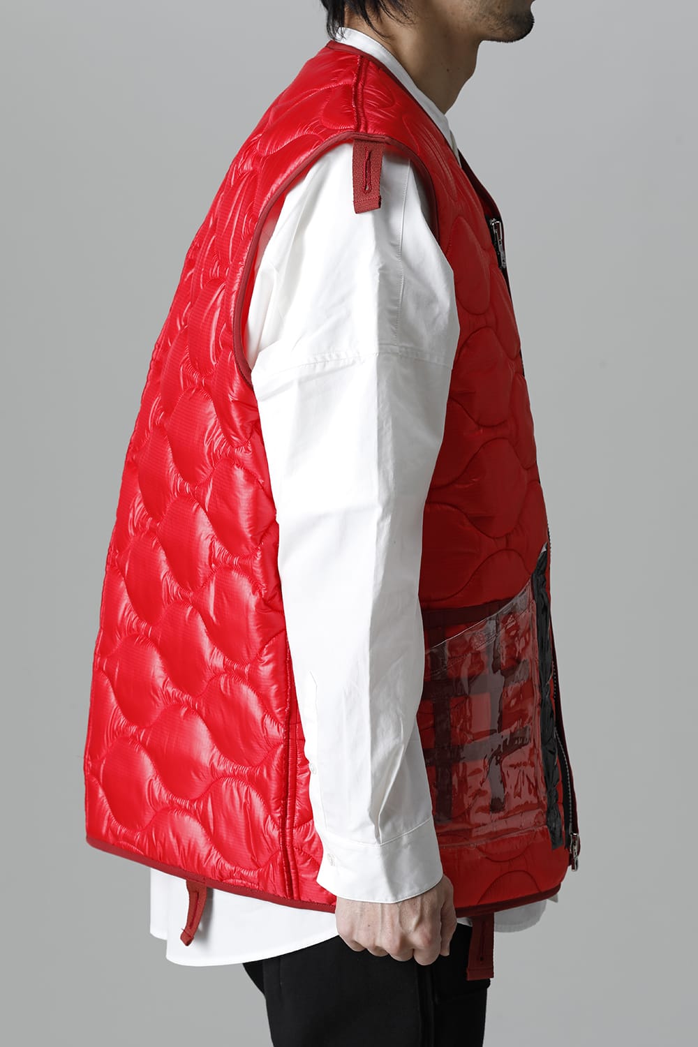 Oversized Quilting Liner Vest. Red