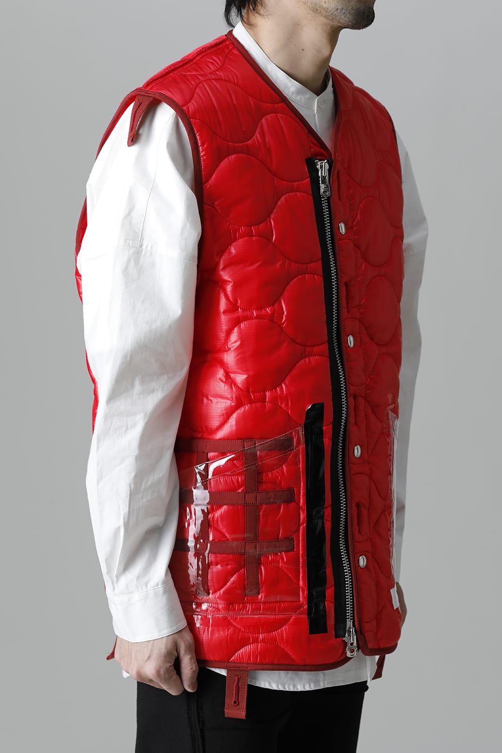 Oversized Quilting Liner Vest. Red