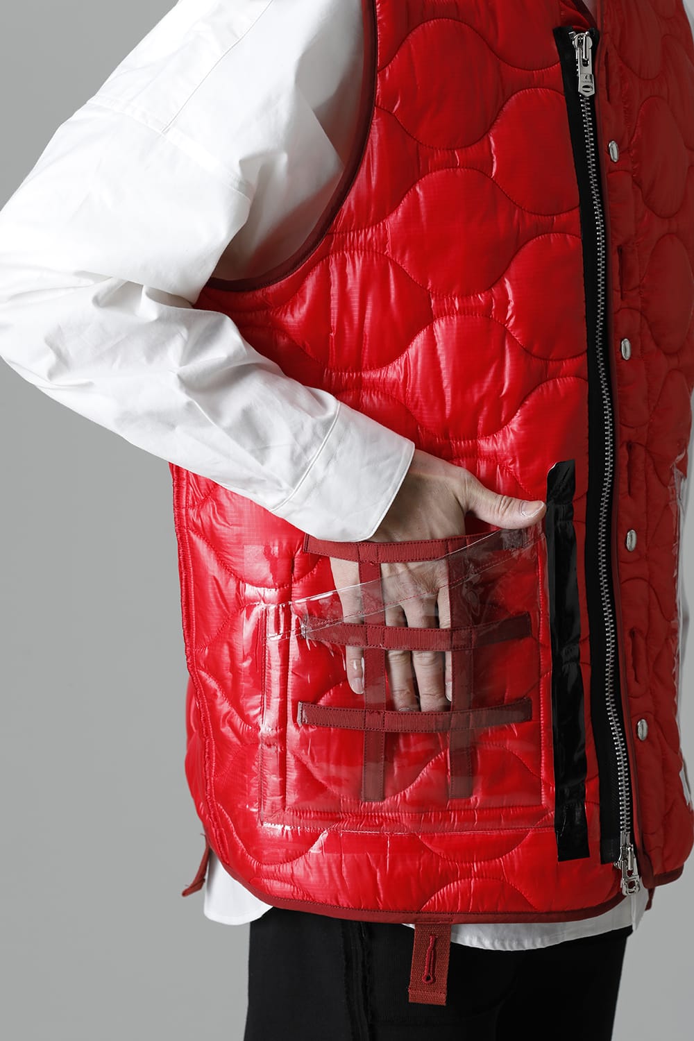 Oversized Quilting Liner Vest. Red