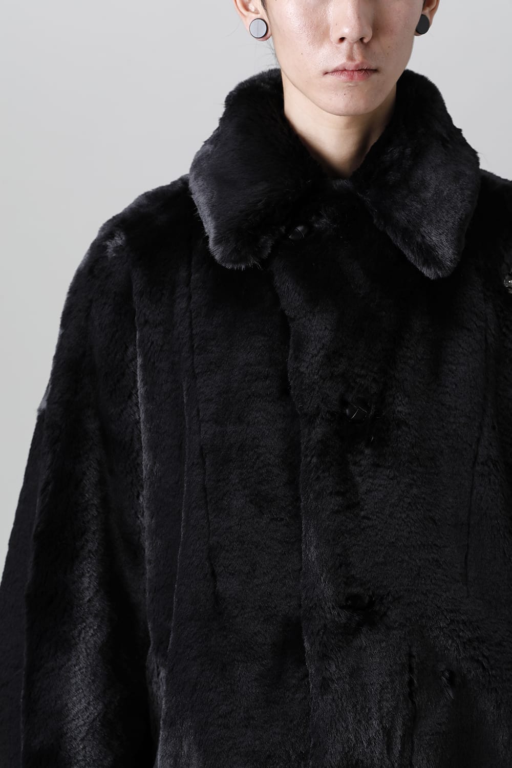double zip balloon shaped faux fur coat