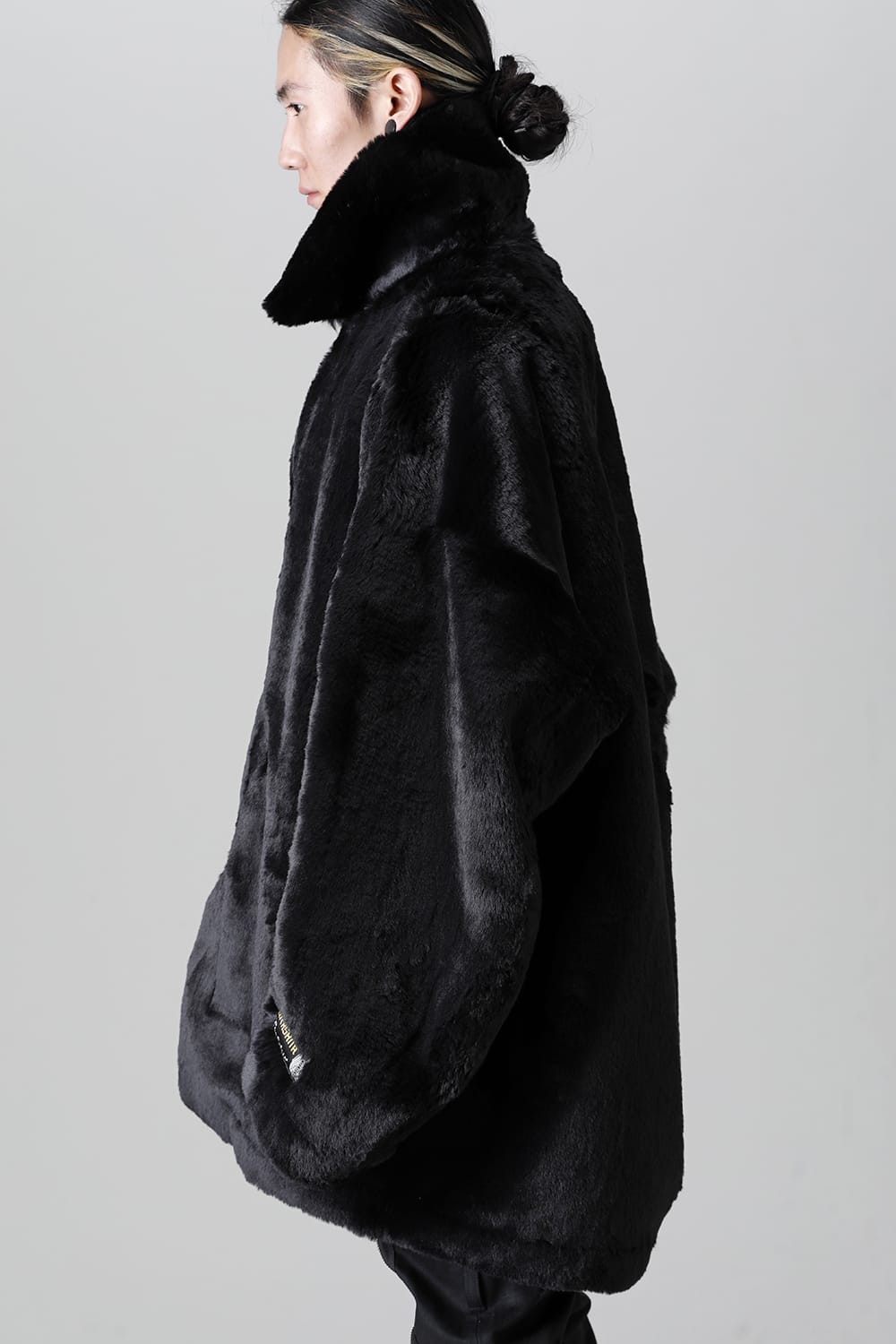 double zip balloon shaped faux fur coat